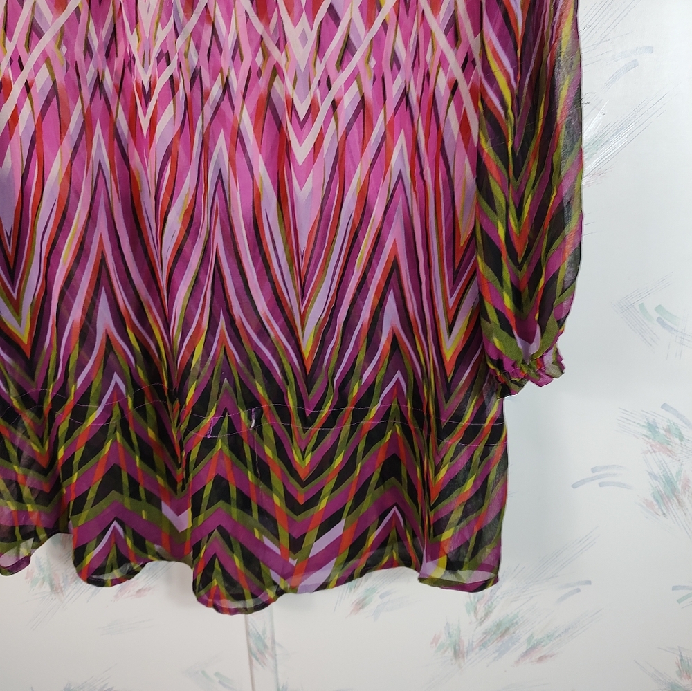 Black Rainn Pink Printed Blouse Large - Picture 3 of 12